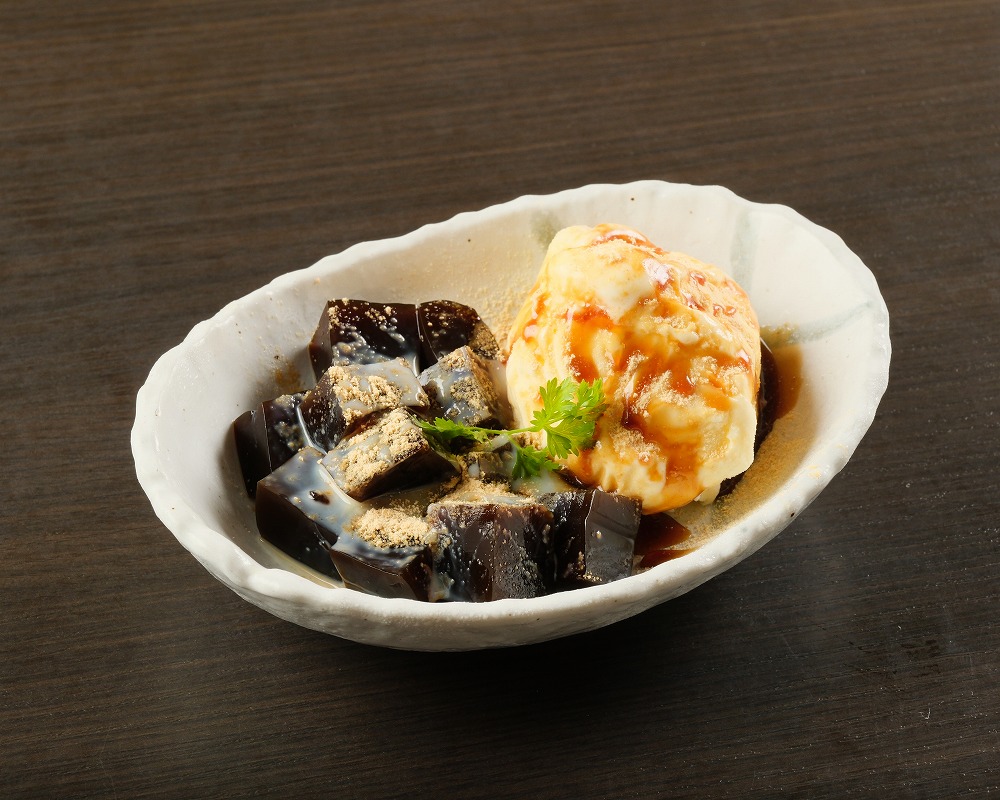 黒蜜ゼリーのきな粉アイス
