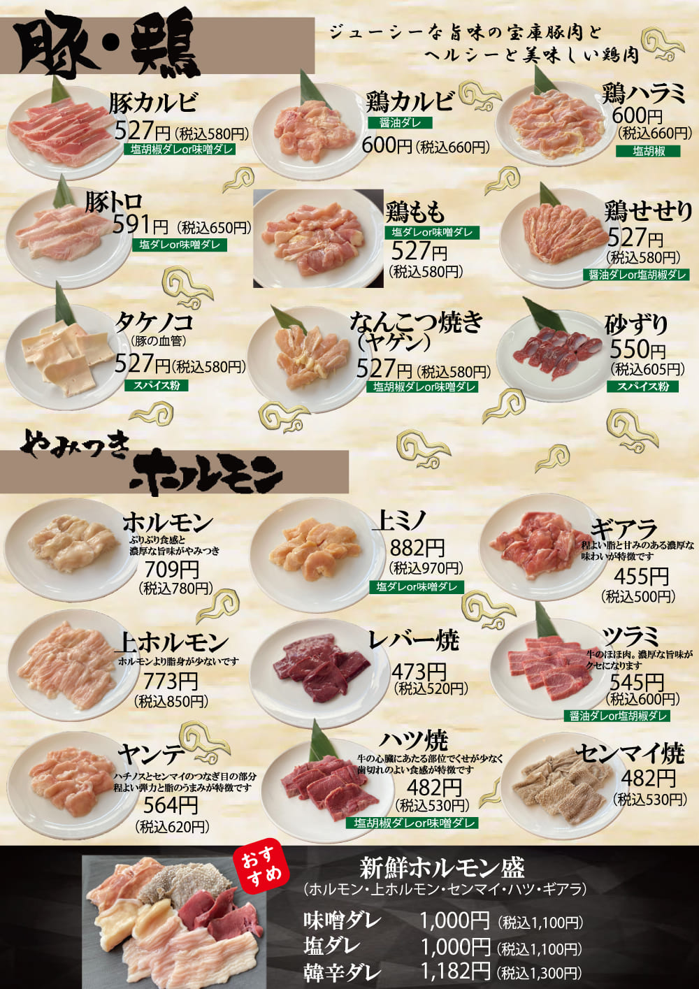 メニュー一覧表